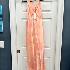 LoveShackFancy Blush Silk-Blend Midi Dress